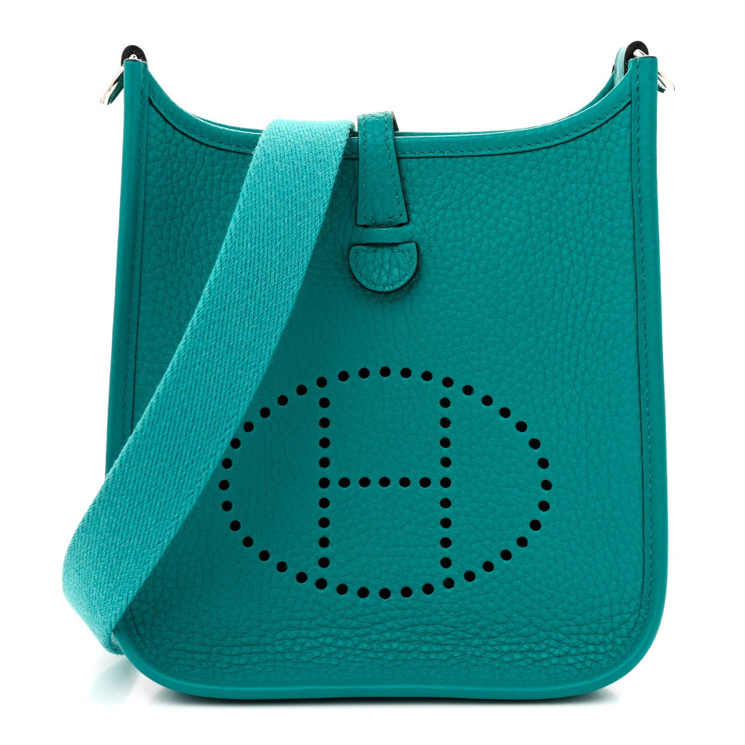 Hermes Taurillon Clemence Evelyne TPM Bleu Paon 1 of 11