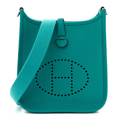 Hermes Taurillon Clemence Evelyne TPM Bleu Paon 1 of 11