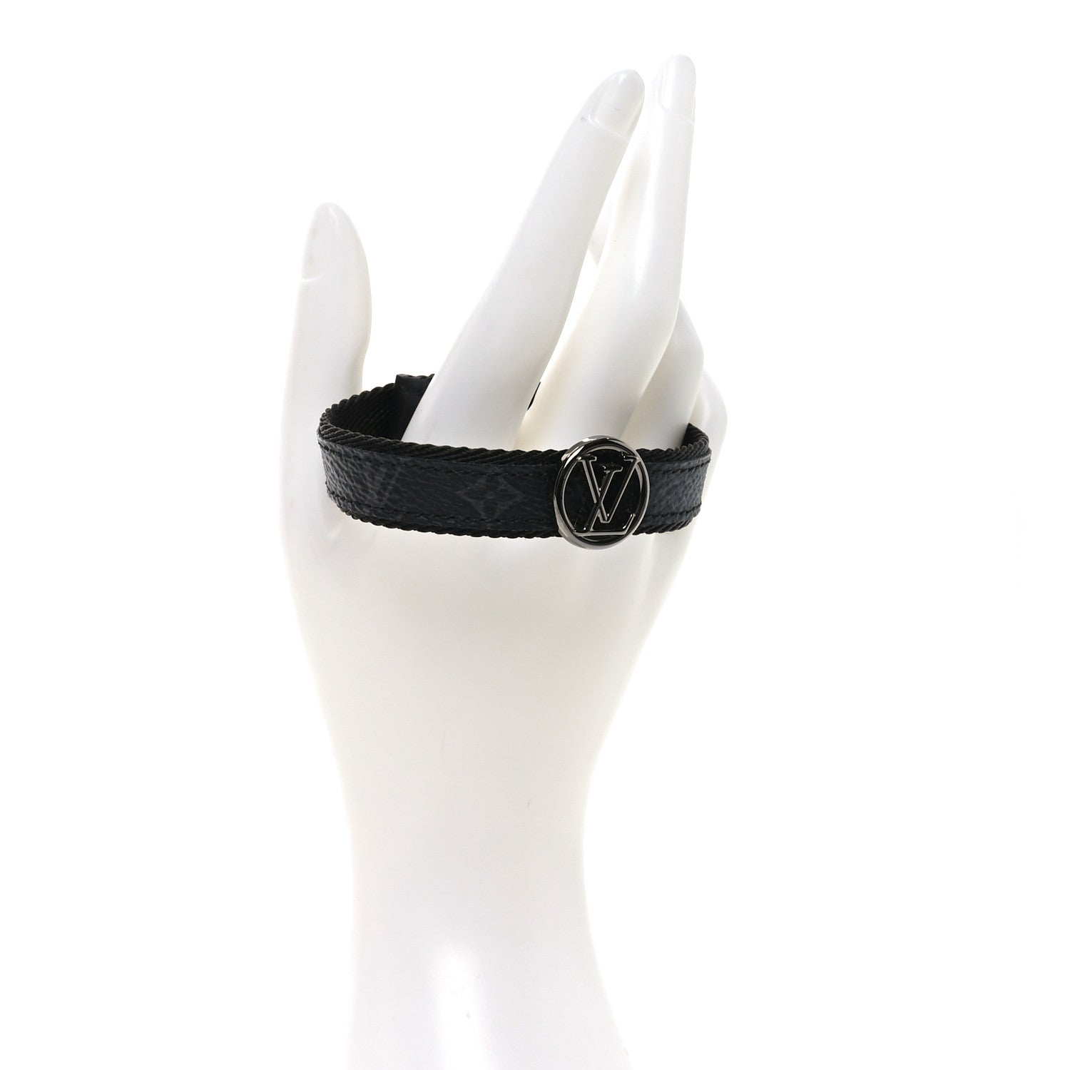 Louis Vuitton Monogram Eclipse LV Circle Bracelet 2 of 4
