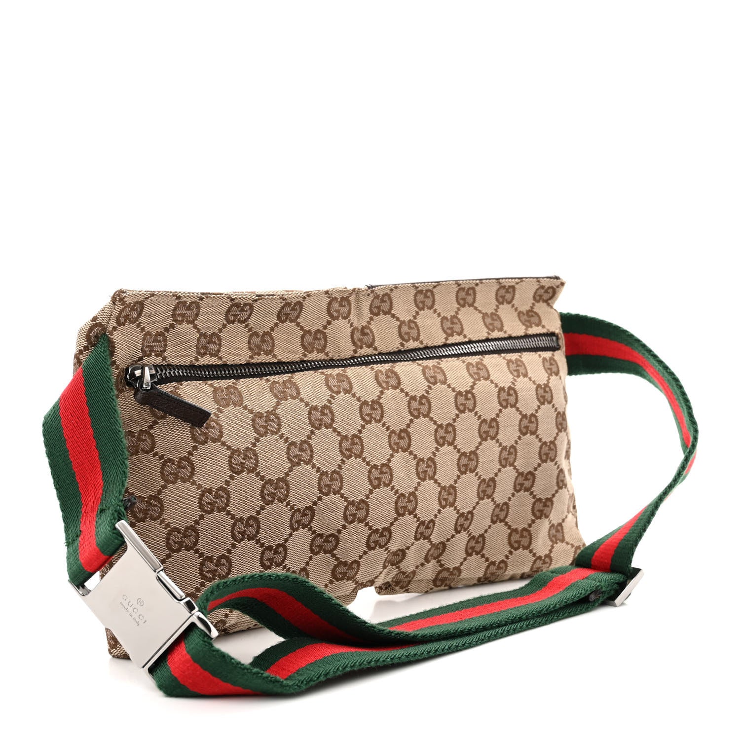 Gucci GG Monogram Web Double Pocket Belt Bag Dark Brown 3 of 11