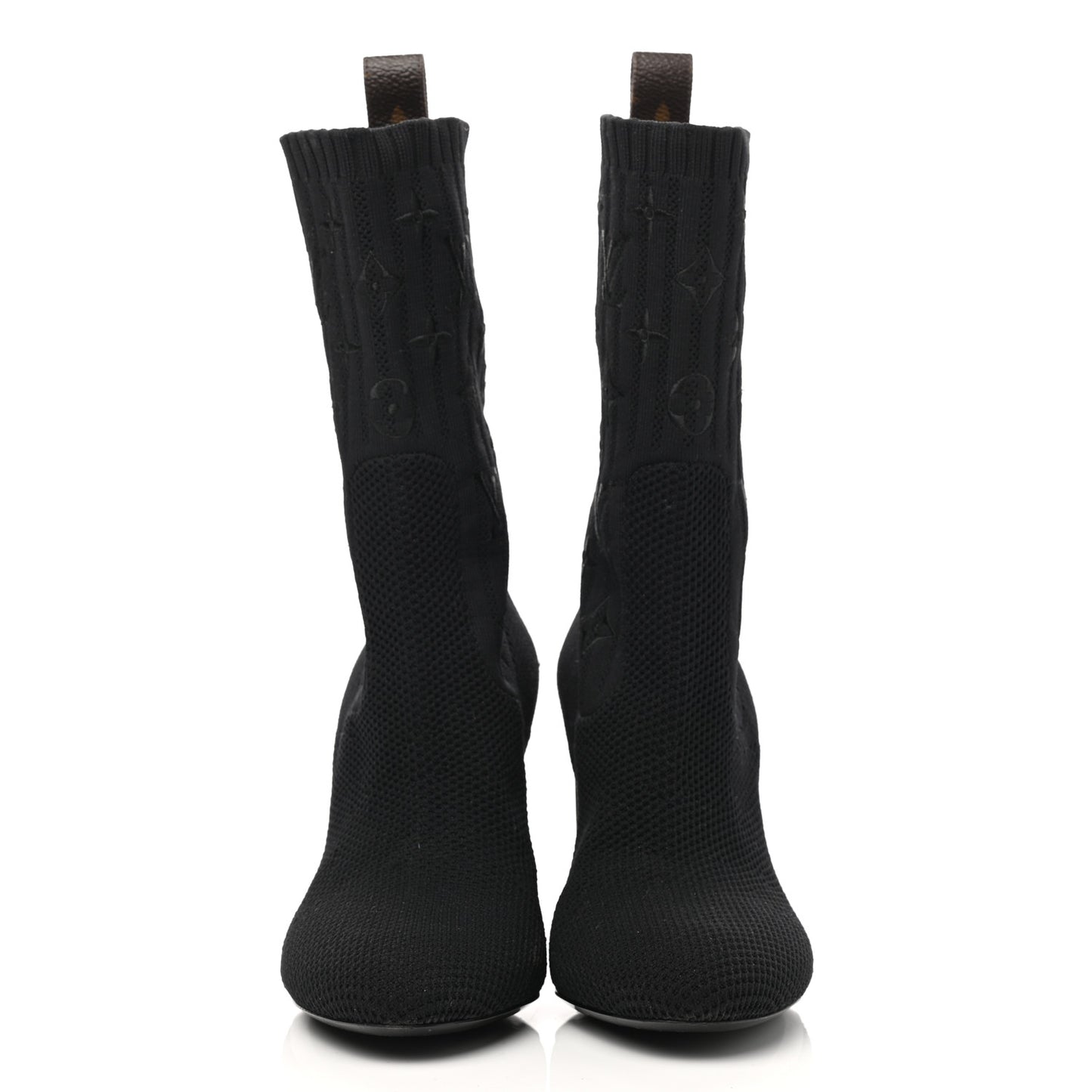Monogram Stretch Fabric Silhouette Ankle Boots 36 Black