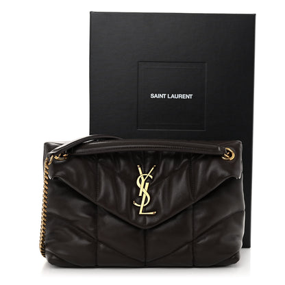 Saint Laurent Lambskin Quilted Small Loulou Puffer Monogram Chain Satchel Dark Ganache 10 of 10