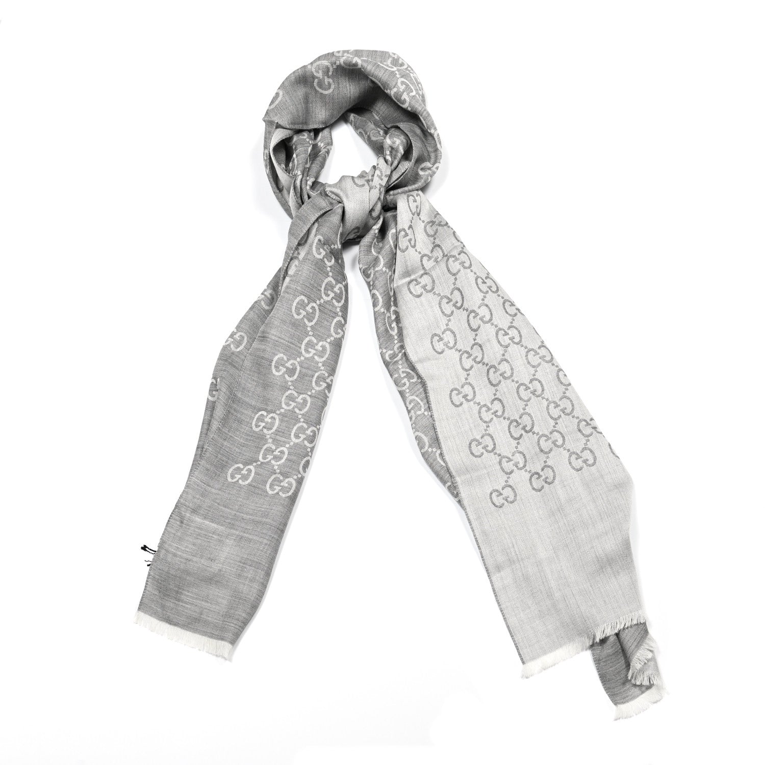 Gucci Wool Silk GG Monogram GGNat Scarf Lead 1 of 4