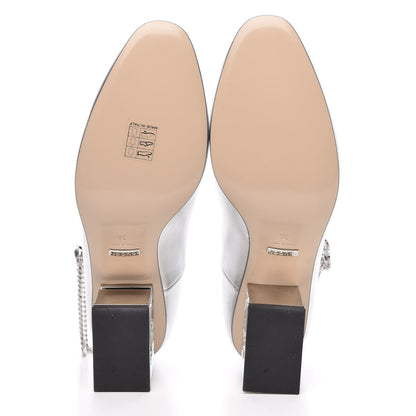 Gucci Metallic Nappa Crystal Square G Mid Heel Pumps 39 Silver 6 of 9