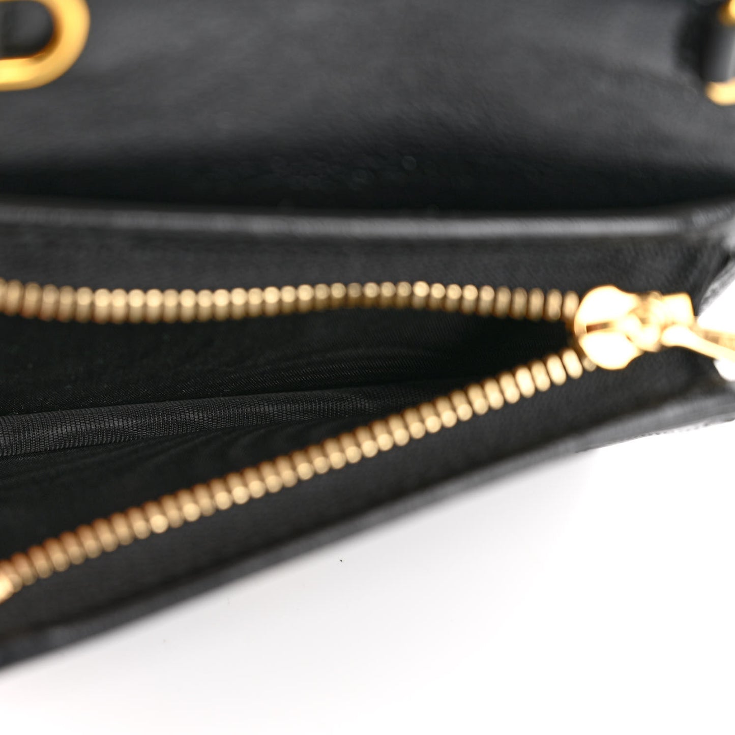 Calfskin Web Rajah Chain Card Case Wallet Black