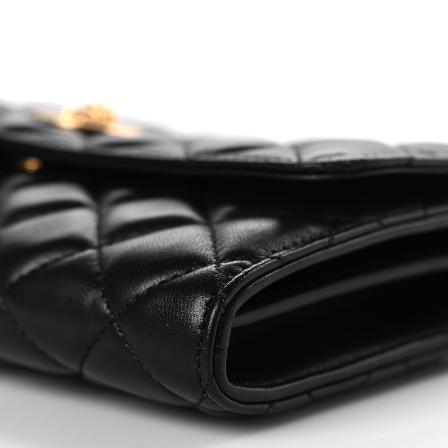 Lambskin Quilted Medusa Wallet On Chain Crossbody Black