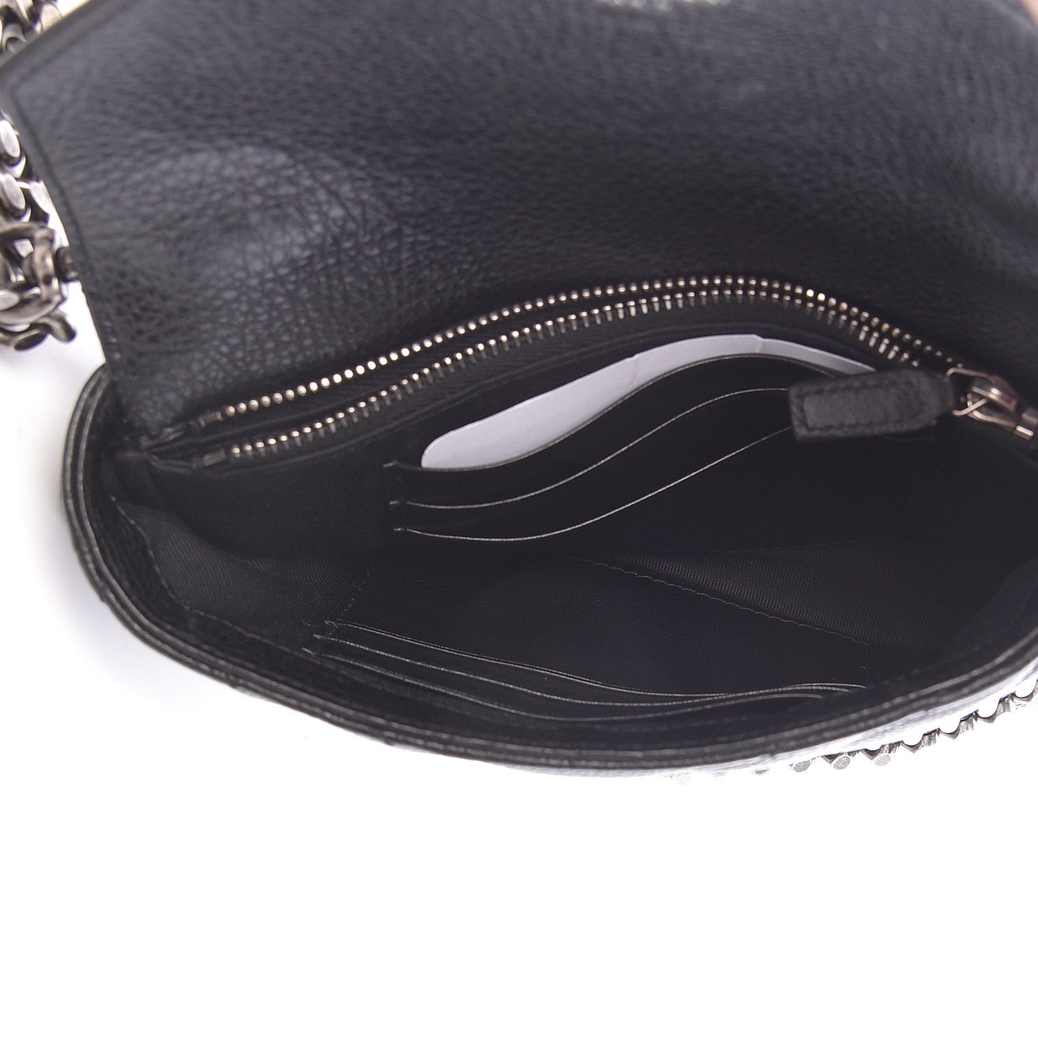 Saint Laurent Sheepskin Matelasse Chevron Monogram College Chain Wallet Black 5 of 12