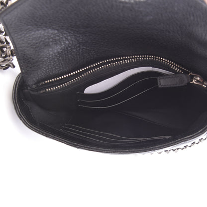 Saint Laurent Sheepskin Matelasse Chevron Monogram College Chain Wallet Black 5 of 12