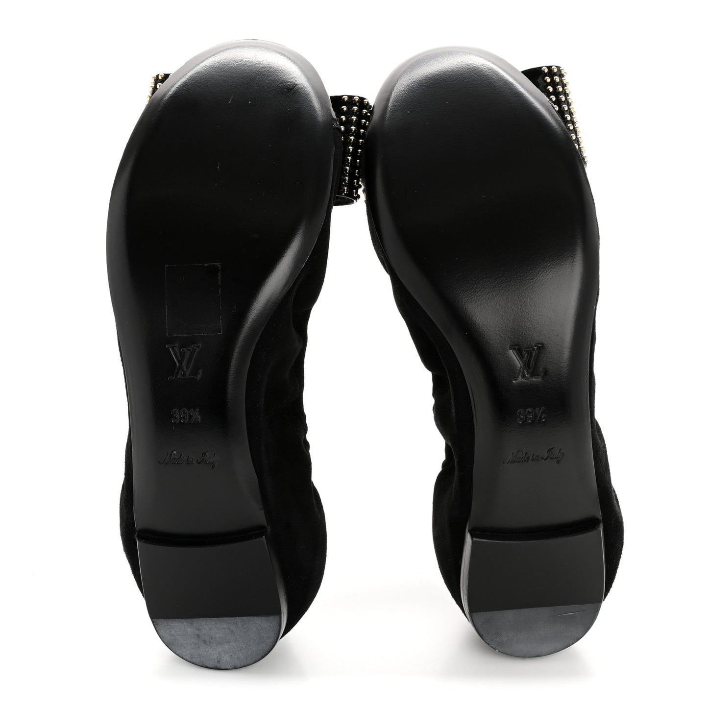 Suede Patent Studded Flirty Ballerina Bow Flats 39.5 Black