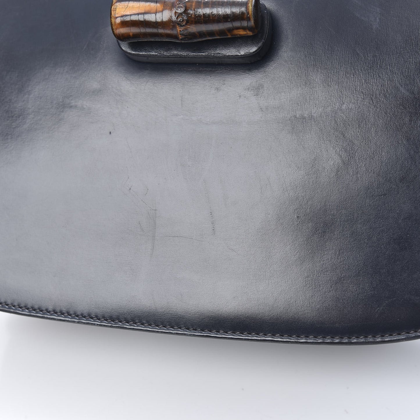 Calfskin Bamboo Top Handle Bag Navy