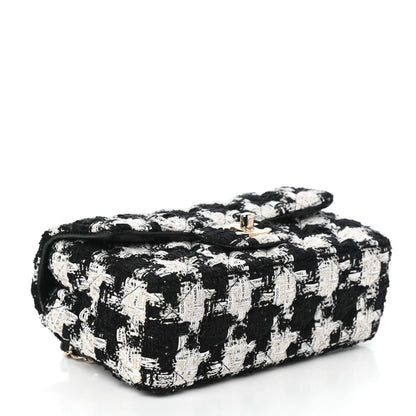 Chanel Tweed Quilted Mini Rectangular Flap Black Ecru White 4 of 10