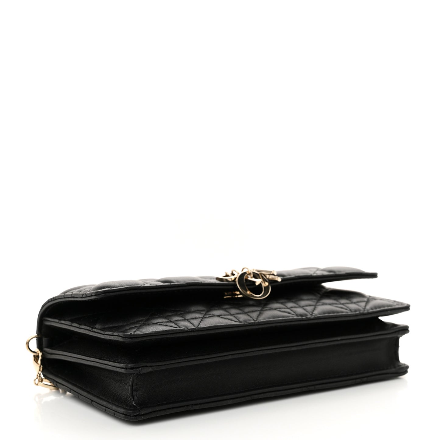 Lambskin Lady Dior Top Handle Clutch Black