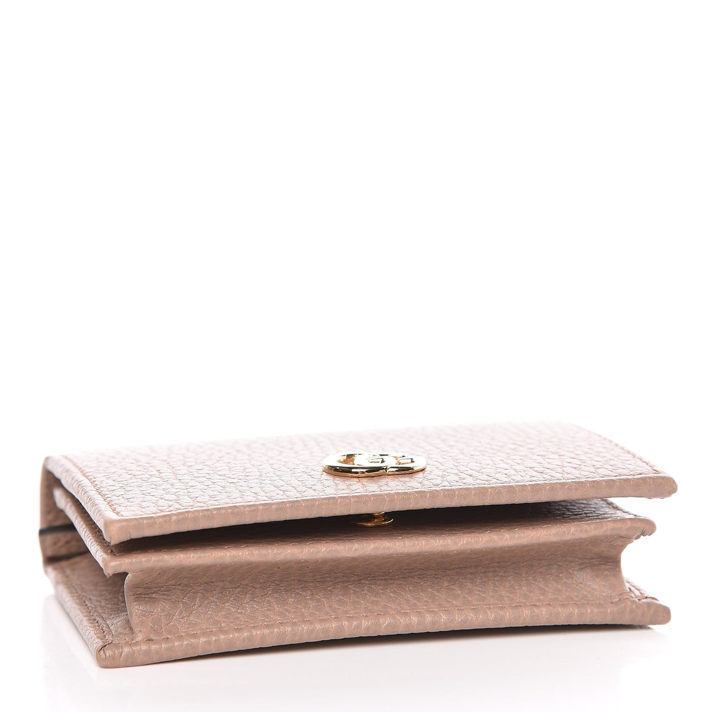 Pebbled Calfskin GG Marmont Card Case Porcelain Rose