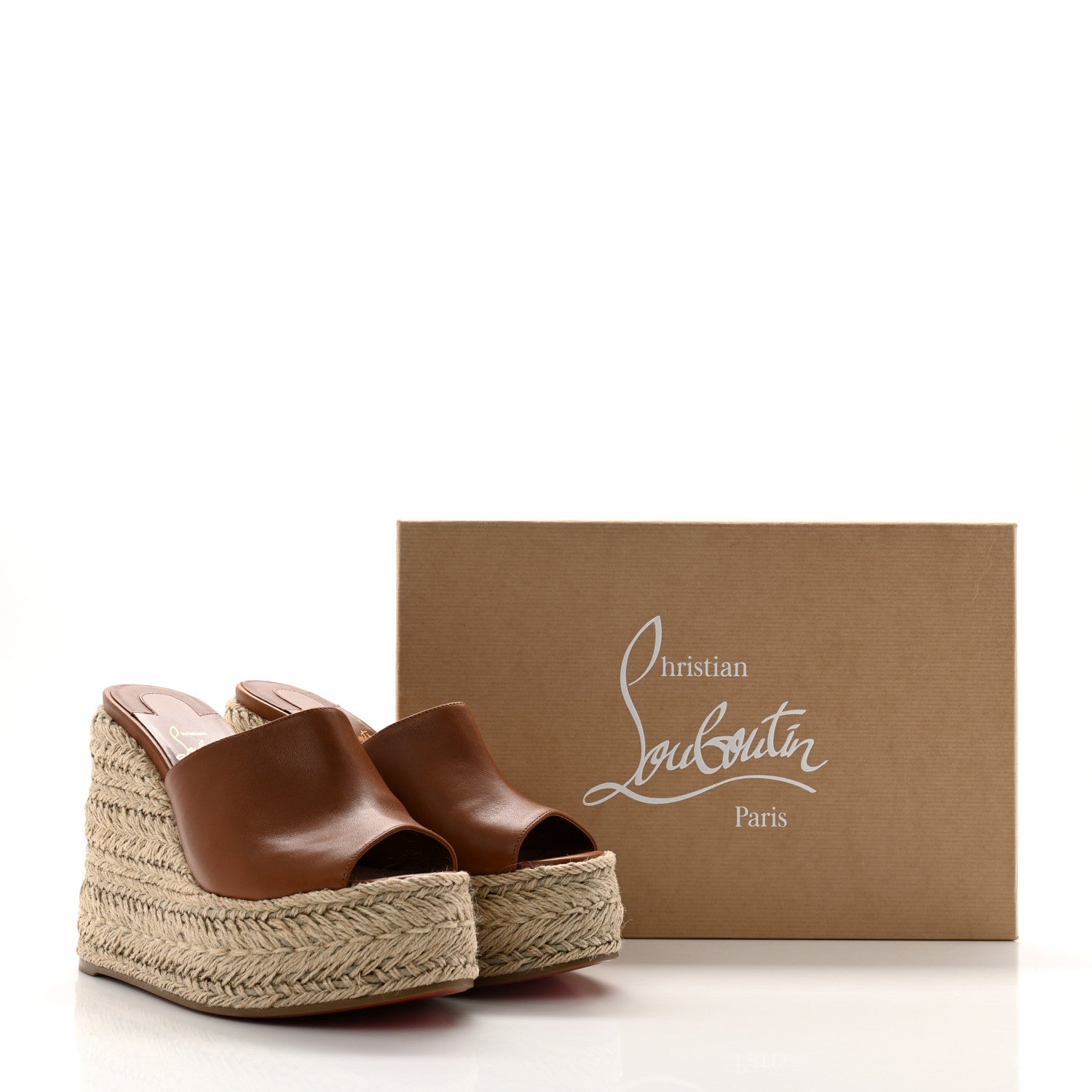 Christian Louboutin Calfskin Ariella Zeppa 130 Espadrille Sandals 37 Cuoio 8 of 8