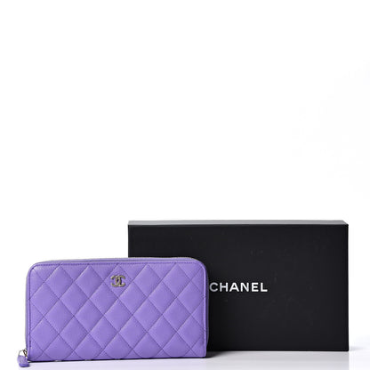Chanel Caviar Quilted Large Gusset Zip Around Wallet Purple 10 of 10