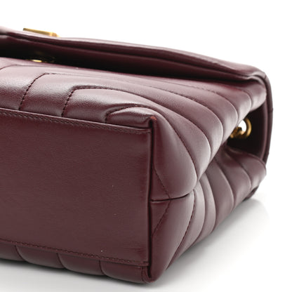 Saint Laurent Calfskin Y Quilted Monogram Small Loulou Chain Satchel Dark Legion Red 11 of 11