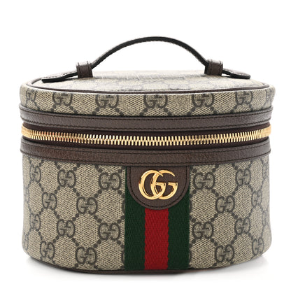 Gucci GG Supreme Monogram Textured Calfskin Web Ophidia Vanity Cosmetic Case Beige Ebony New Acero 1 of 8