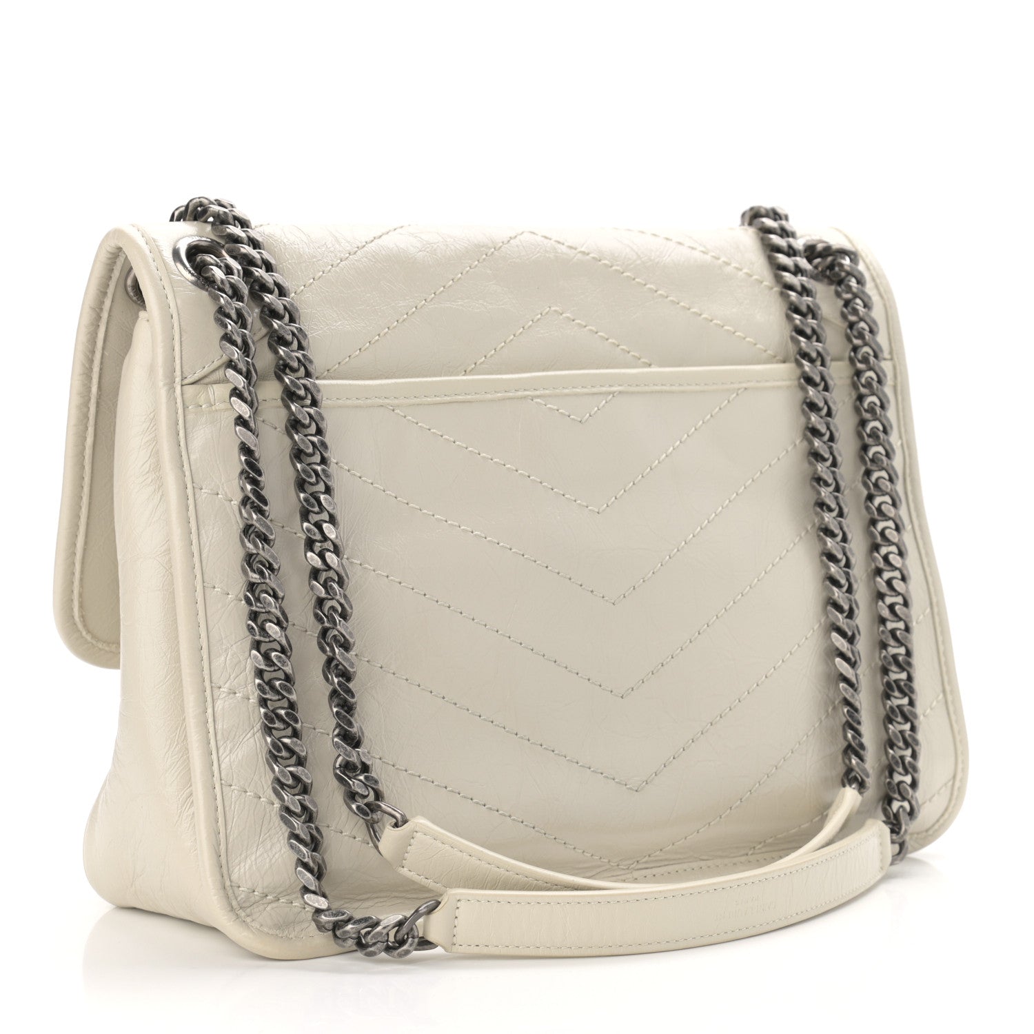 Saint Laurent Crinkled Calfskin Matelasse Monogram Medium Niki Chain Satchel Ivory 3 of 11