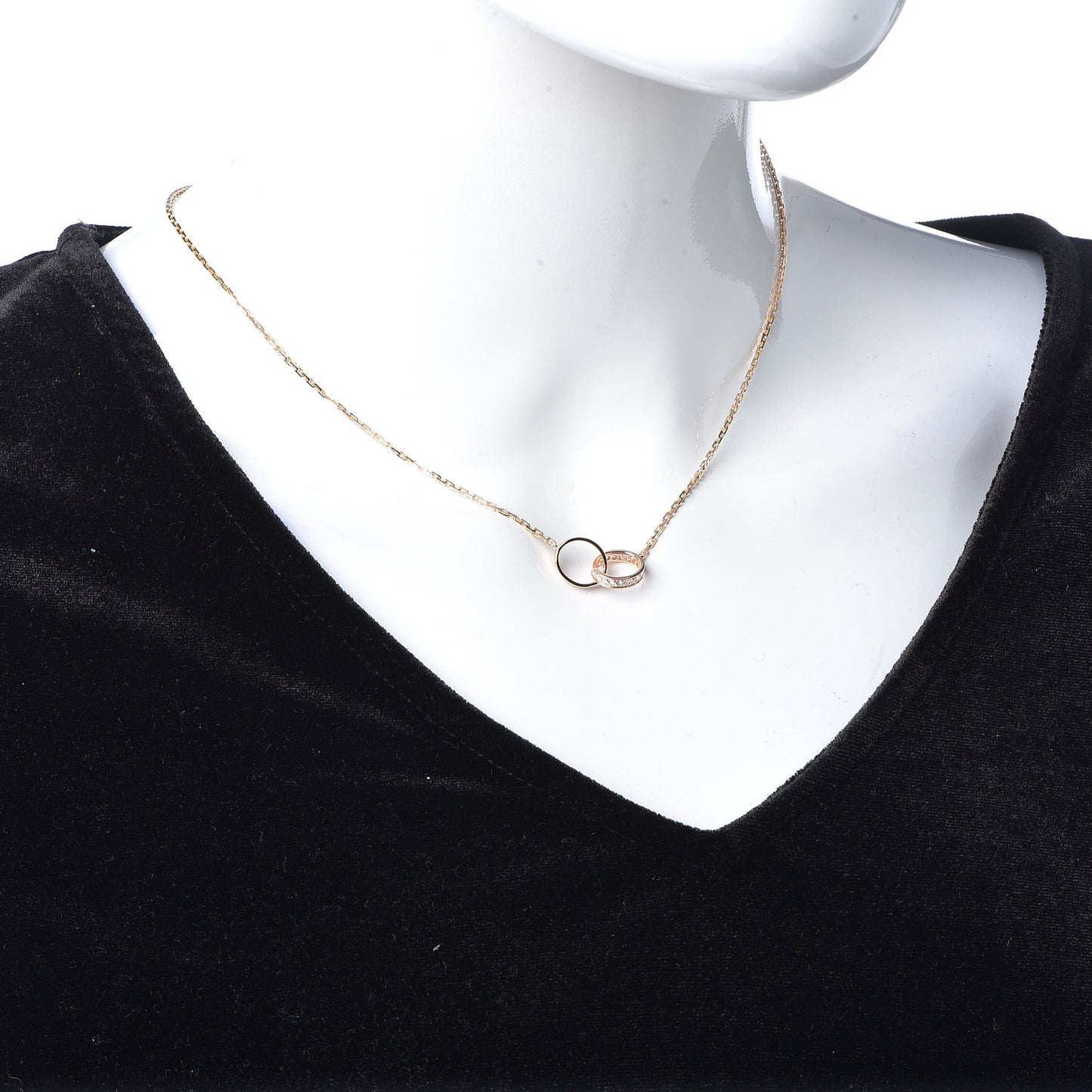 18K Pink Gold Diamond Interlocking LOVE Necklace