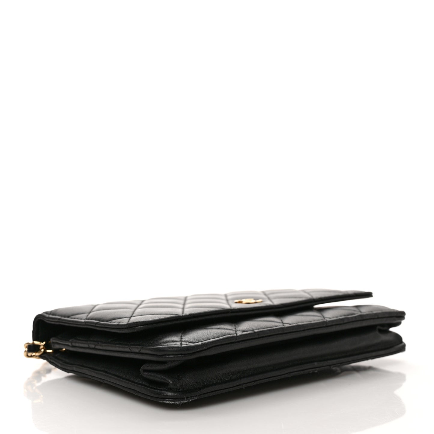 Lambskin Quilted Wallet On Chain WOC Black