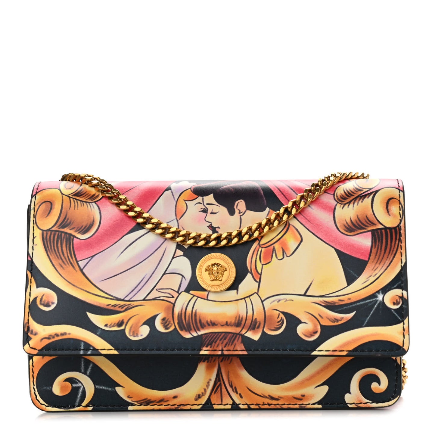 X DISNEY Nappa Cinderella Print Chain Wallet Multicolor