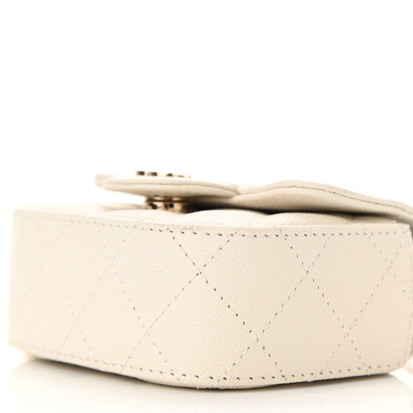 Caviar Quilted Mini Clutch With Chain White