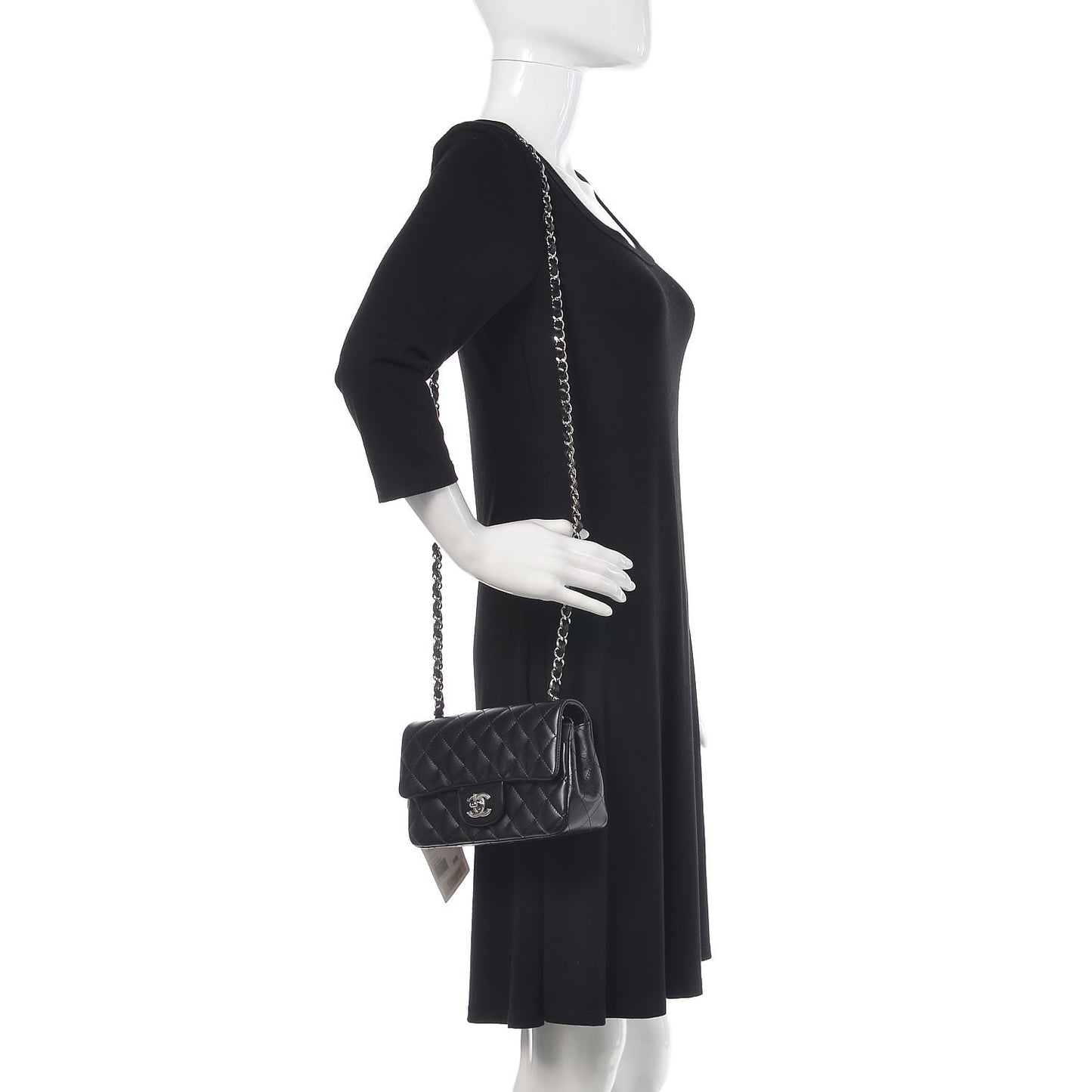 Lambskin Quilted Mini Rectangular Flap Black