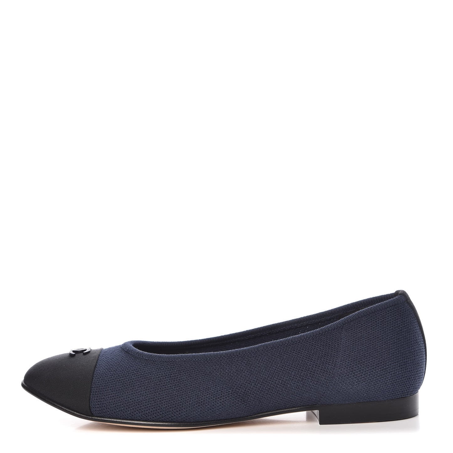 Fabric Grosgrain Cap Toe Ballerina Flats 40 Navy Black