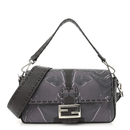 Fendi Cuoio Roma Colossal Head Of A Goddess Print Sellerissima Nappa Sintetica Tape Stitch Baguette Dark Purple 1 of 10