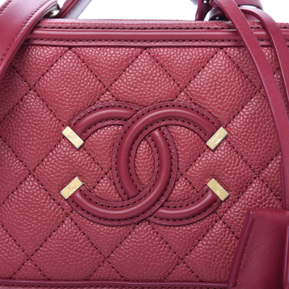 Chanel Caviar Quilted Small CC Filigree Vanity Case Burgundy 11 of 11