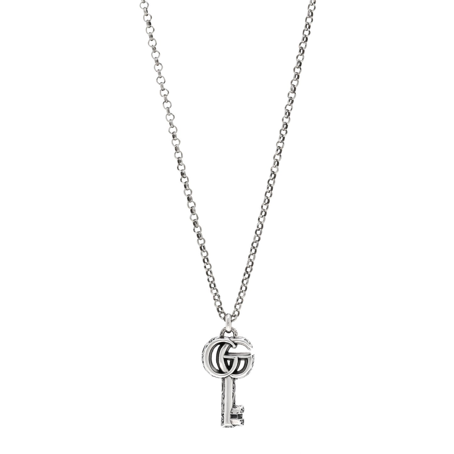 Sterling Silver Double G Key Pendant Necklace