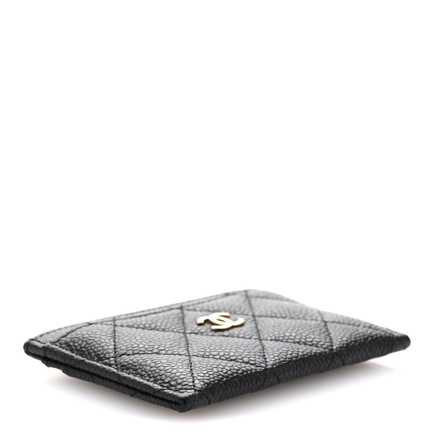 Caviar Quilted Card Holder Black