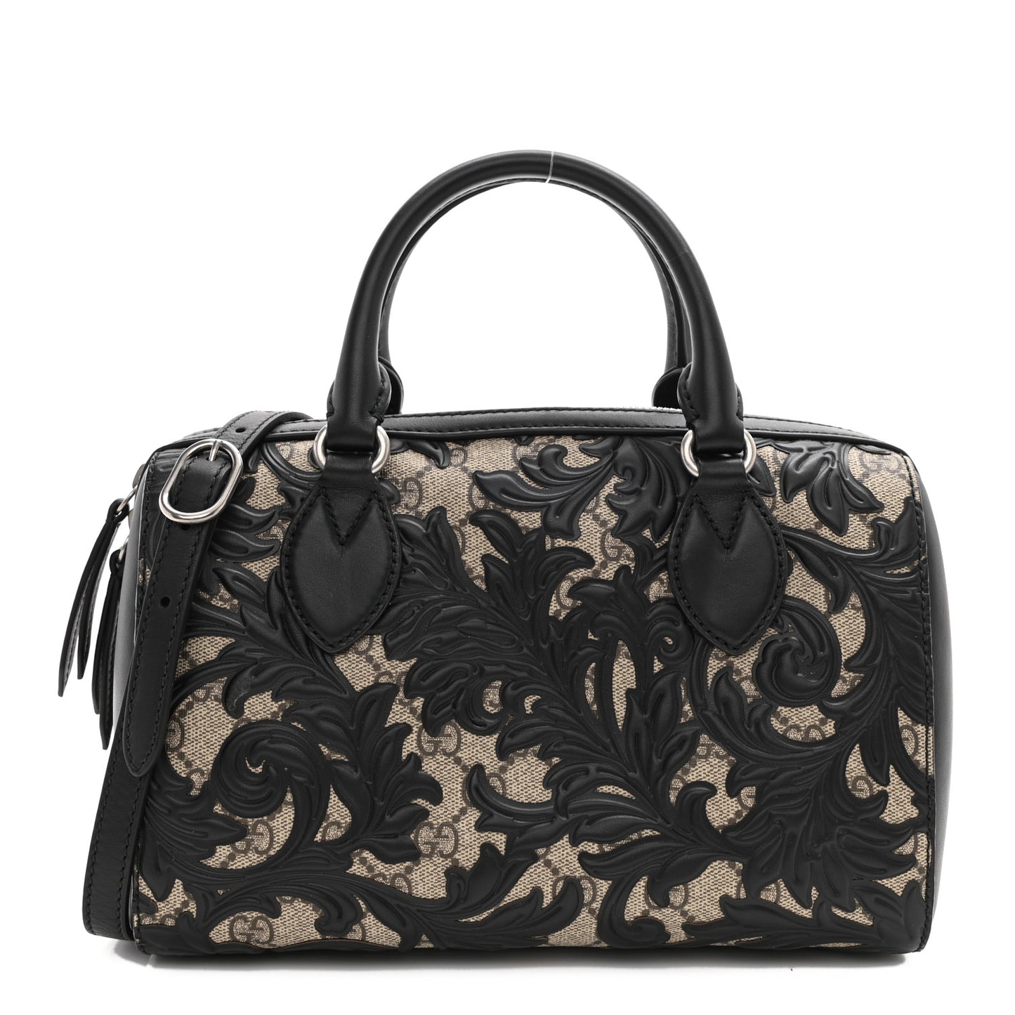 GG Supreme Monogram Arabesque Small Boston Black