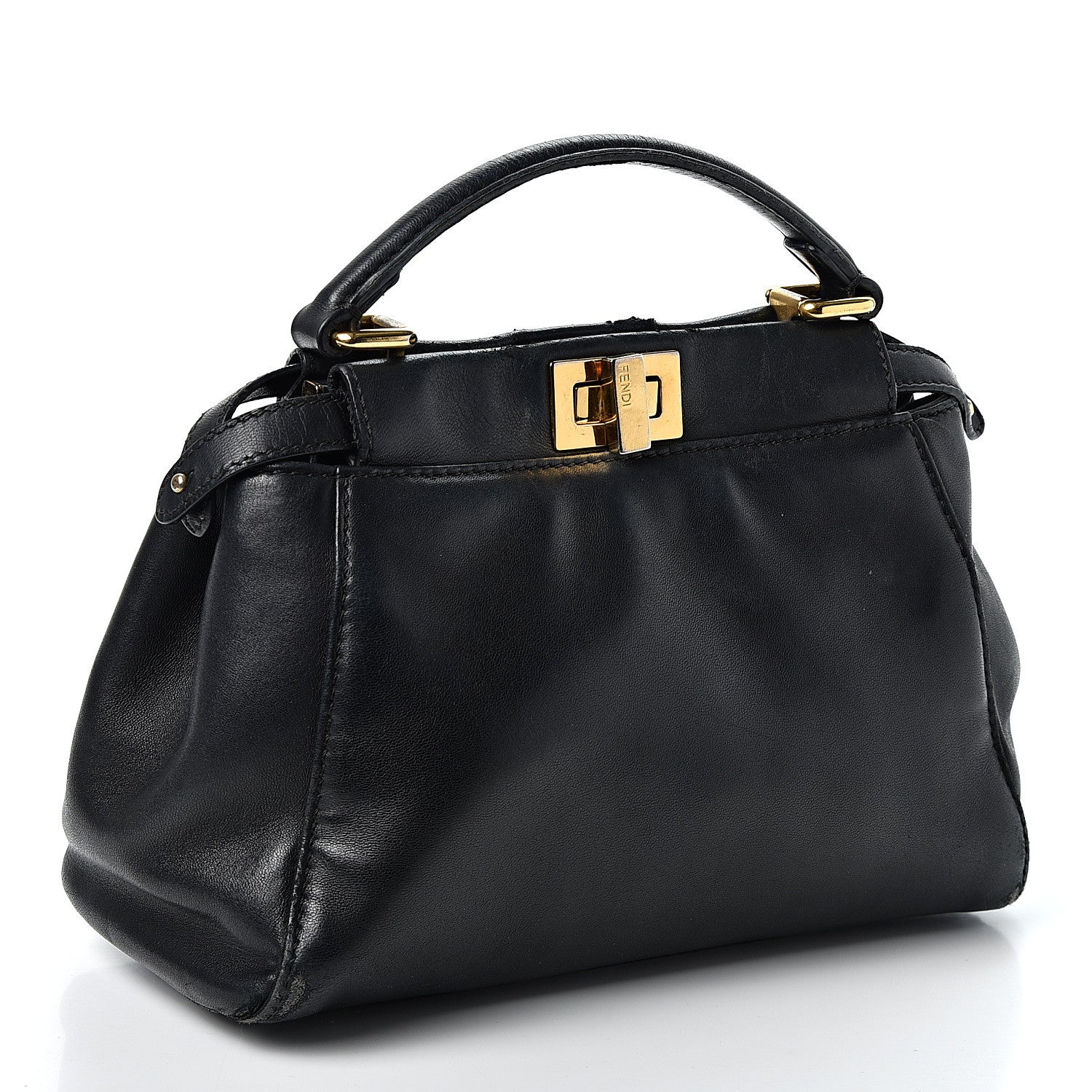 Fendi Nappa Mini Peekaboo Iconic Satchel Black 2 of 16