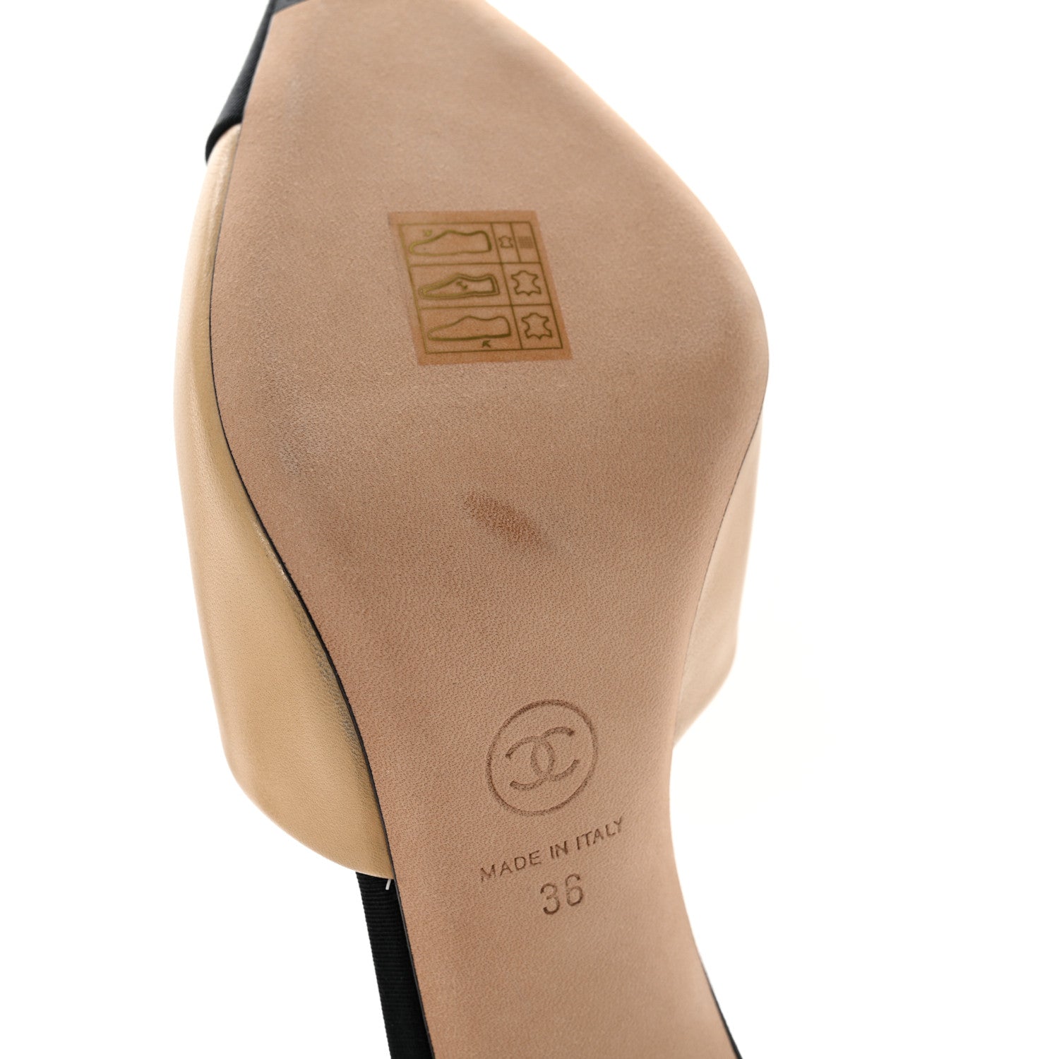 Chanel Goatskin Grosgrain Cap Toe Pearl Mule 36 Beige Black 10 of 13