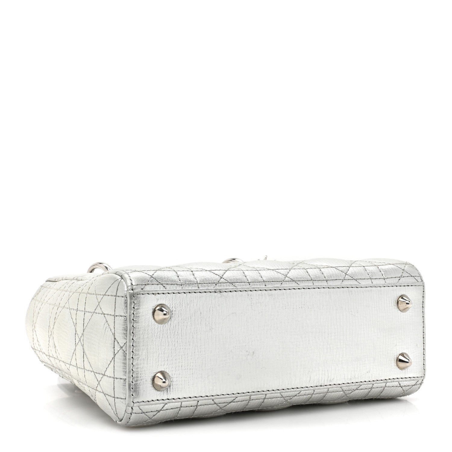 Christian Dior Metallic Grained Calfskin Cannage Small Lucky Badges My Lady Dior Silver 3 of 9