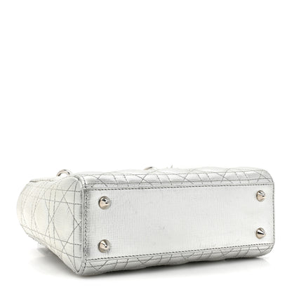 Christian Dior Metallic Grained Calfskin Cannage Small Lucky Badges My Lady Dior Silver 3 of 9