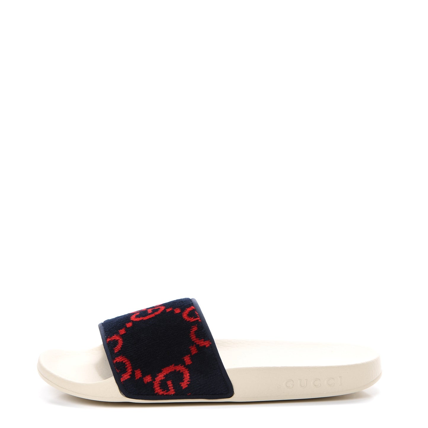 Terry Cloth GG Monogram Slide Sandals 37 Blue Red