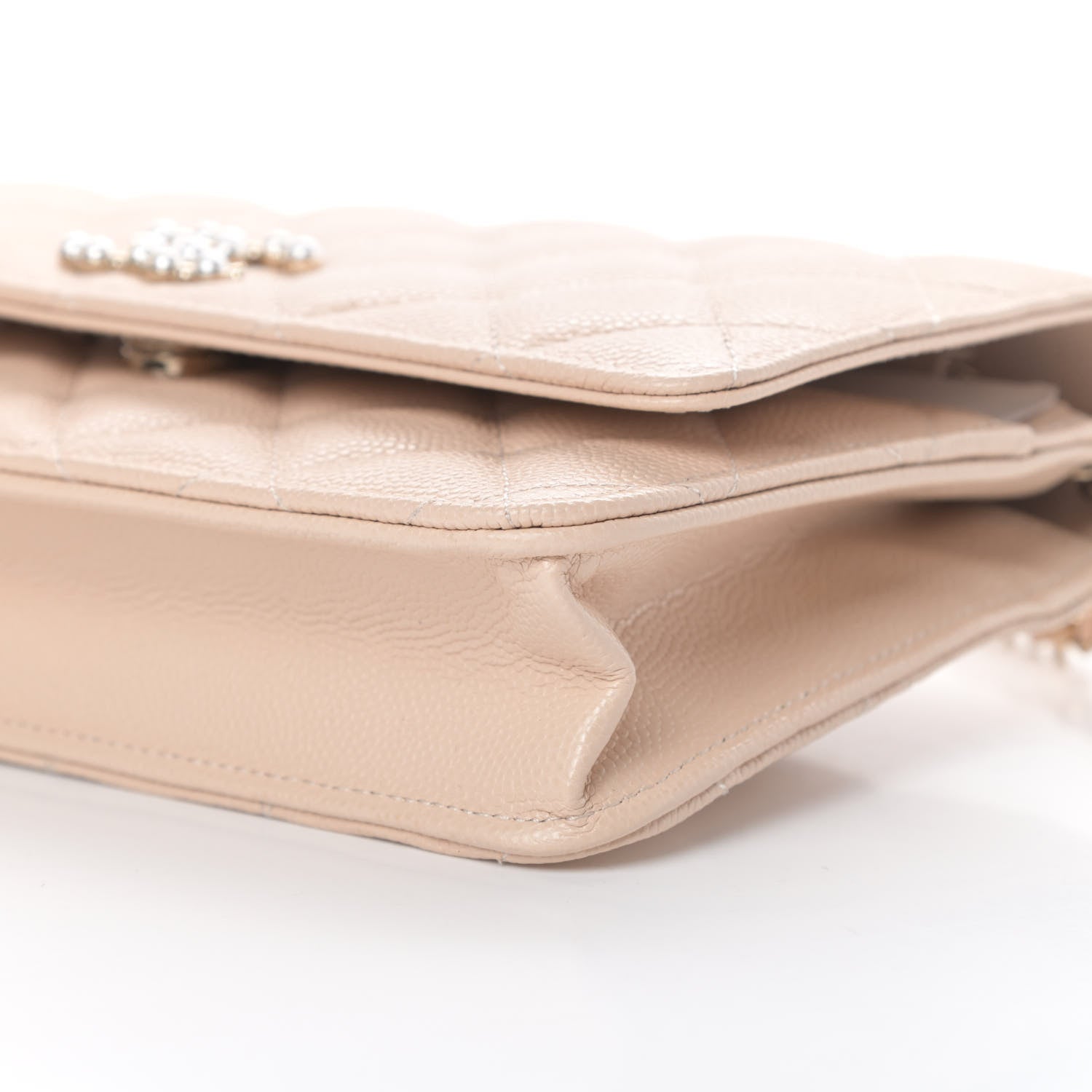 Chanel Caviar Quilted Coco Candy Wallet On Chain WOC Beige 11 of 12