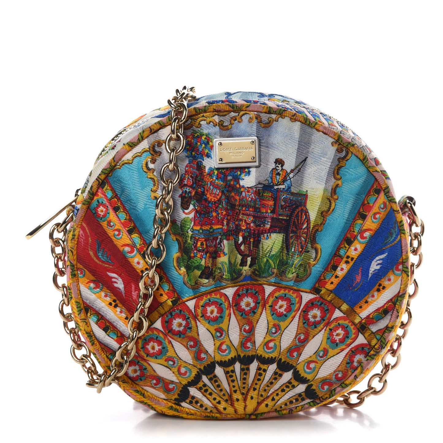 Brocade Fan Foulard Print Glam Crossbody Multicolor