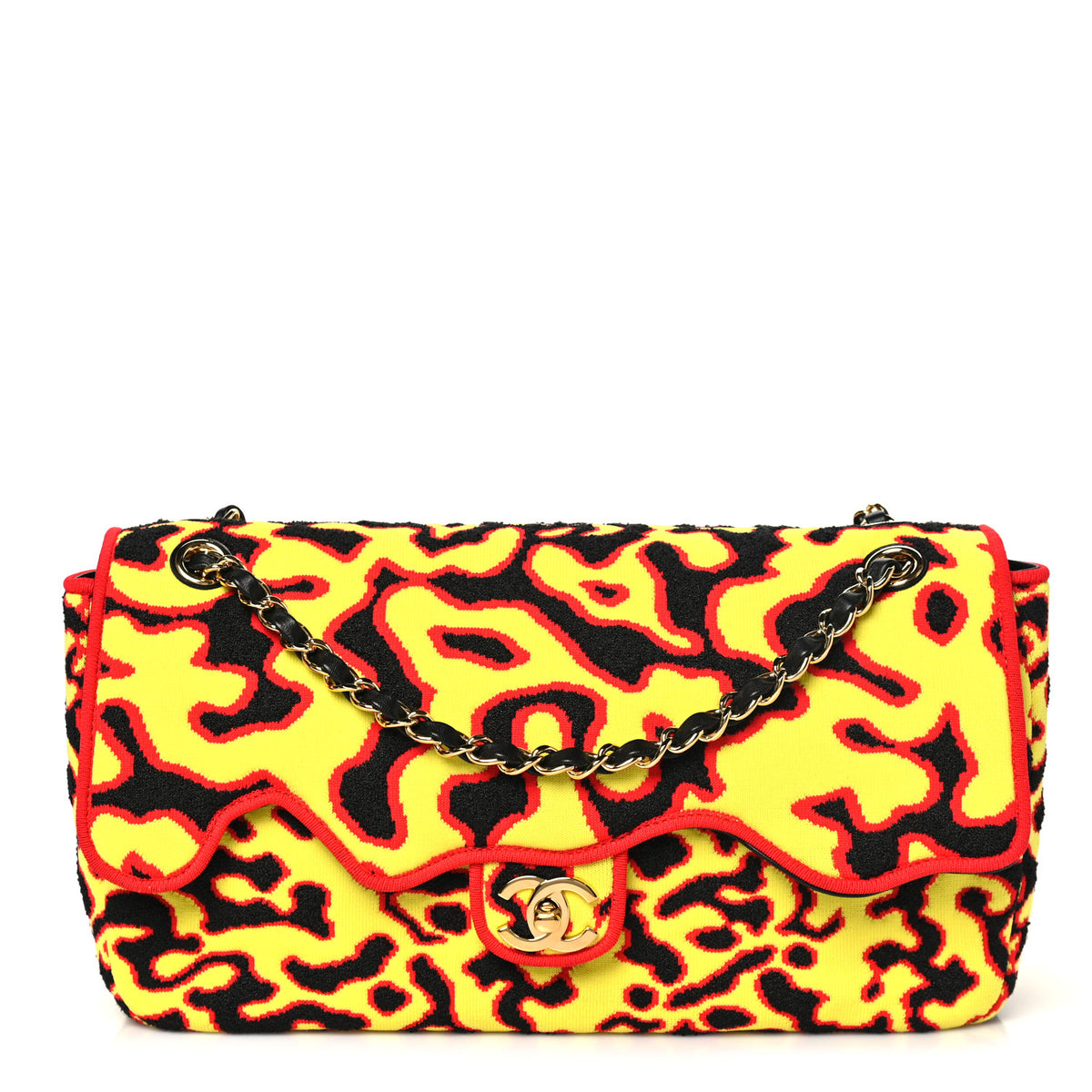 Chanel Mixed Fibers Magma Maxi Flap Yellow Black Red 1 of 10