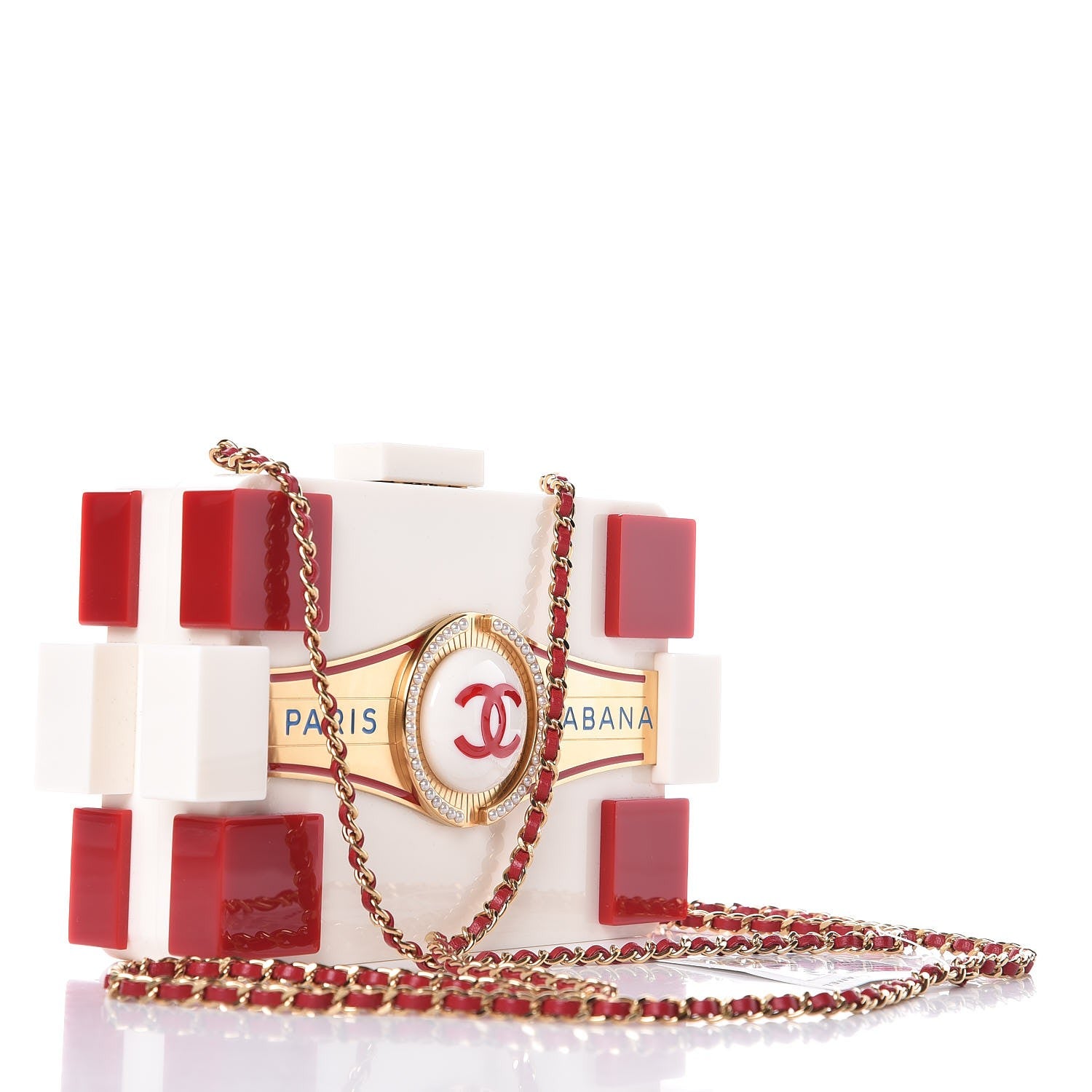 Chanel Plexiglass Boy Brick Havana by Night Clutch White Red 3 of 8