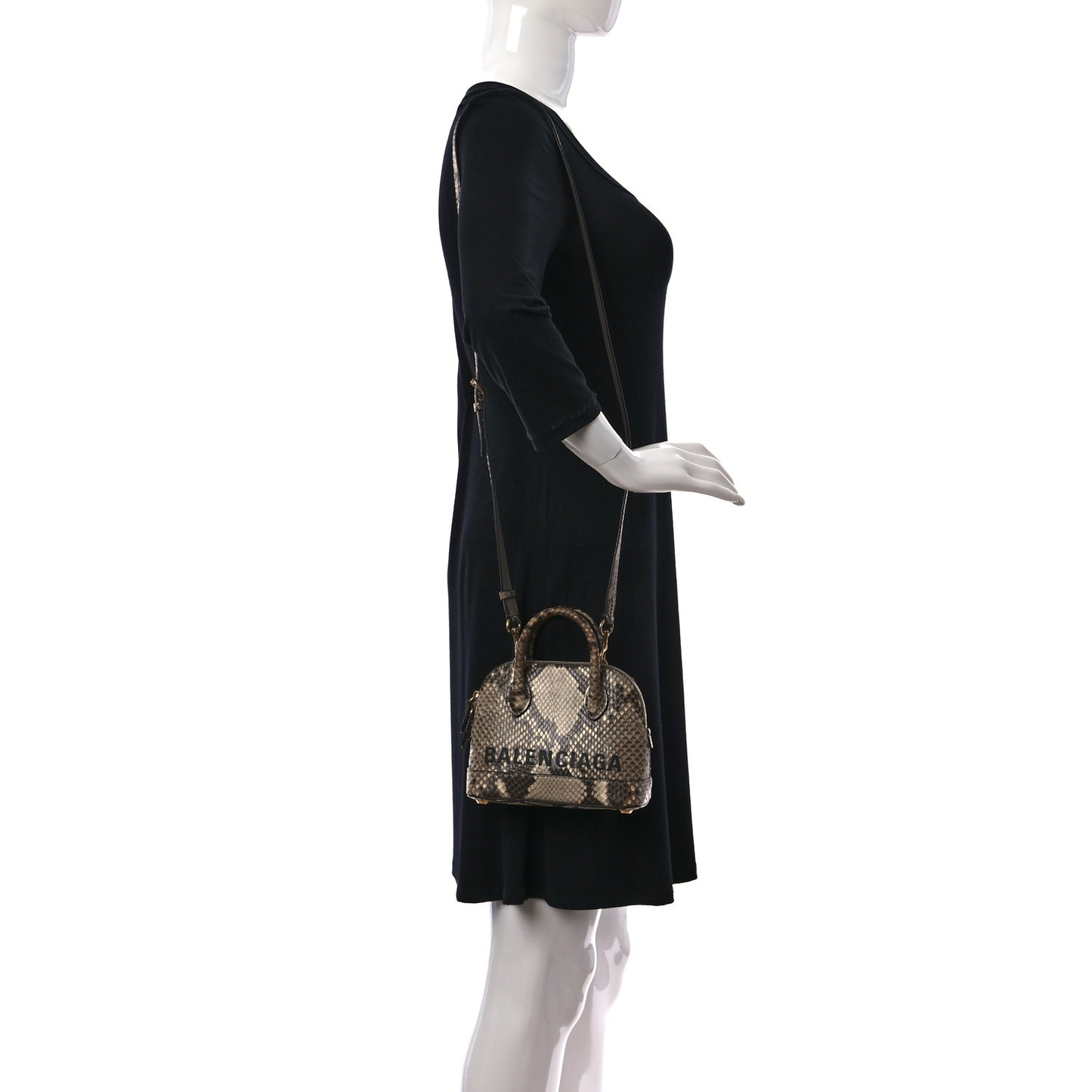Python Logo XXS Ville Top Handle Bag Black Beige