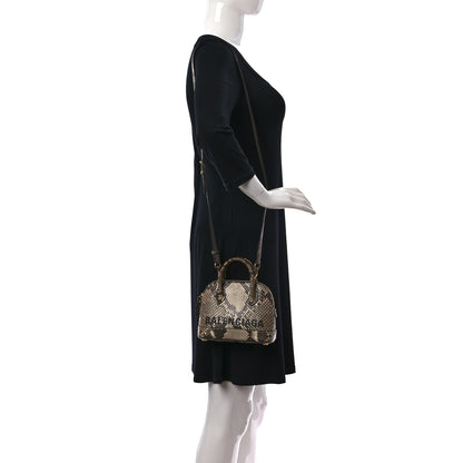 Balenciaga Python Logo XXS Ville Top Handle Bag Black Beige 2 of 18