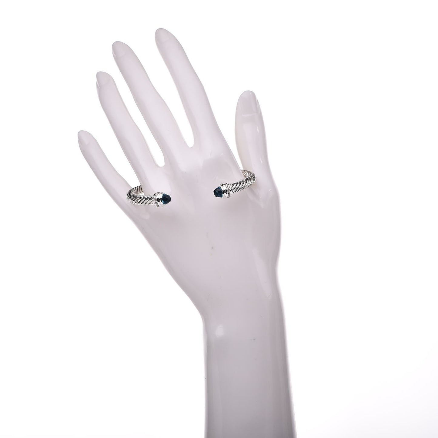 Sterling Silver Diamond Blue Topaz 5mm Cable Classics Bracelet