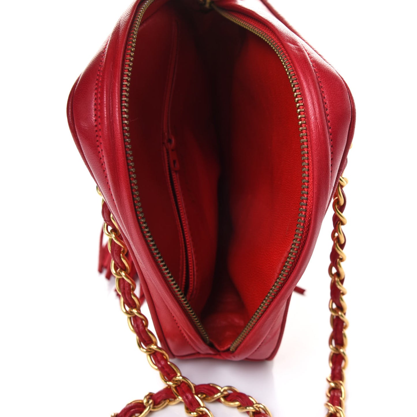 Lambskin Quilted Tassel Clutch Red