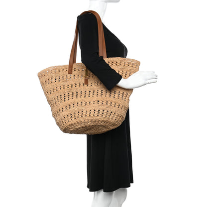Saint Laurent Raffia Calfskin Medium Panier Tote Naturel 2 of 10