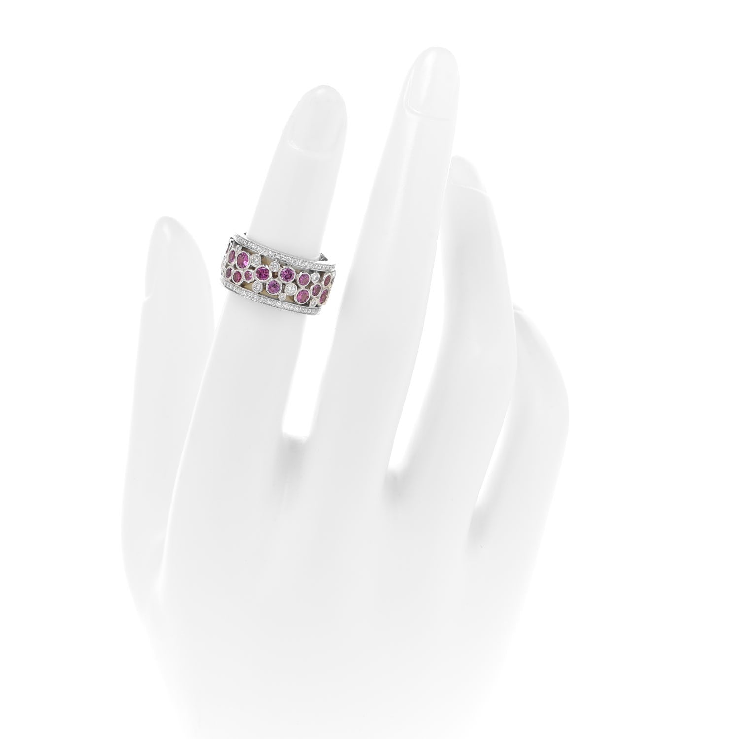 Tiffany Platinum Diamond Pink Sapphire Cobblestone Band Ring 48 4.5 2 of 5