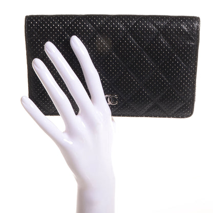 Chanel Lambskin Perforated Yen Wallet Black 2 of 8
