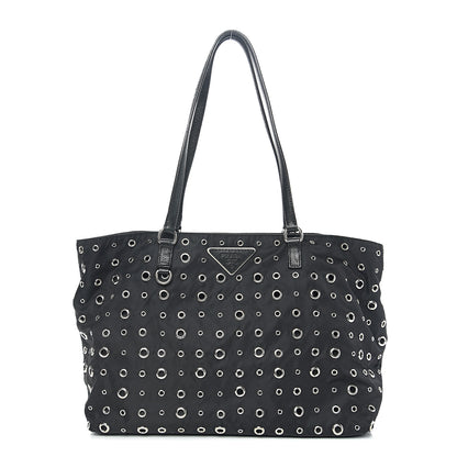 Prada Nylon Metal Grommet Bag Black 1 of 9